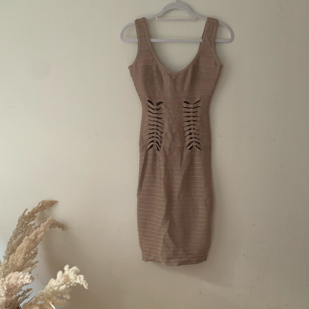 Nude Herve Leger Dress with cutouts